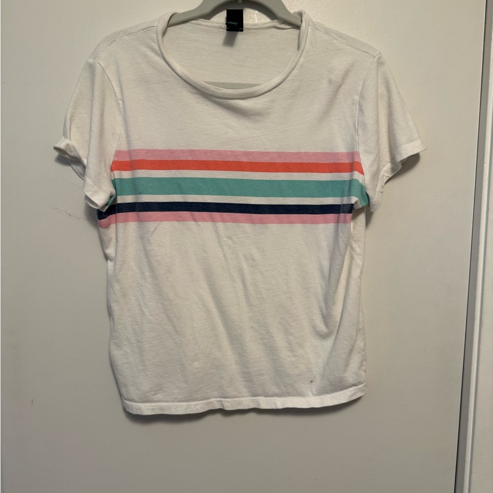 Wild Fable Striped Crewneck T-Shirt | White Multi | Size M